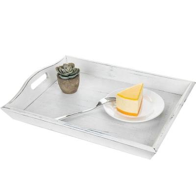 China Wholesale Customized Vintage Rustic White Wood Serving Tray For Fruit for sale