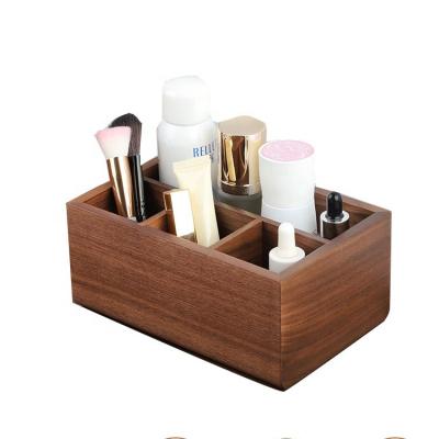 China Wholesale Custom Luxury Modern Wooden Cosmetic Storage Box Stocked Makeup With Slot for sale