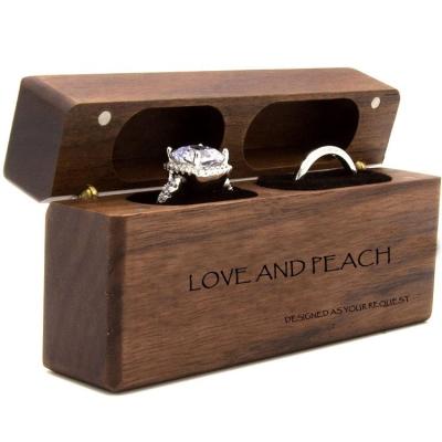 China Modern Luxury Wood Ring Box for 2 Rings - Double Modern Ring Bearer Box Wedding Ceremony for sale