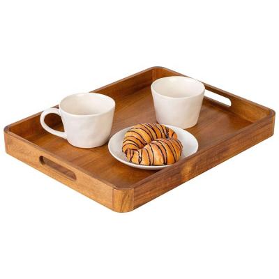 China Wholesale Customized Modern Wooden Rectangular Dinner Serving Snack Tray for sale