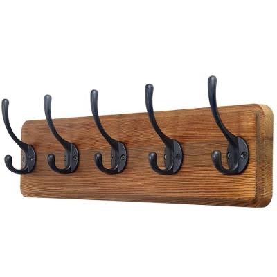 China Sustainable Rustic Wall Mounted Coat Rack: 16 inch hole to hole, solid wood pine coat hook hanger for sale