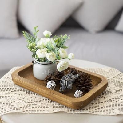 China Wholesale modern small wooden serving trays candle holder table decoration for sale