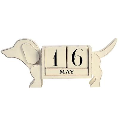 China Modern Vintage Small Date Blocks Large Shabby Chic Desk Wooden Daily Calendar Perpetual for sale