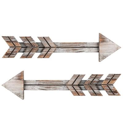 China Small Modern Arrows Decor, Farmouse Rustic Wooden Arrow Sign Wall Hanging, Set of 2 for sale