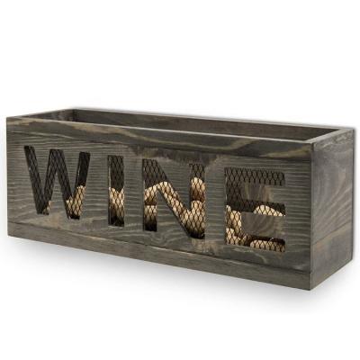 China Viable Rustic Burnt Wood Wine Bottle Gift Box - Decorative Cork Holder with Clear Front Panel and IT's VIN for sale