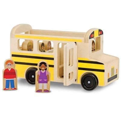 China School Bus Modern Children Wooden Game Set With 7 Play Figures for sale