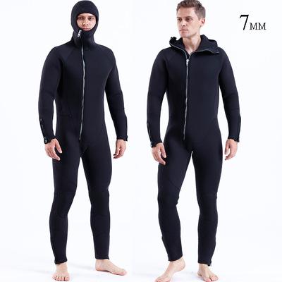 China MAN Hot Sale 7mm Neoprene One Piece Full Zip Front Hooded Adult Shade Stitched In Running Wetsuit for sale