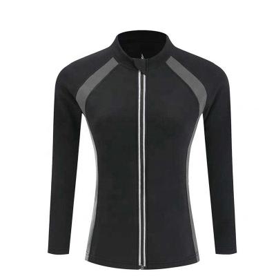 China UPF50+ Long Sleeve Fashion Women Long Sleeve Shirt Front Zipper Rash Guard Shirt Surf Rash Guard for sale