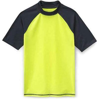 China Short Sleeve Upf+ Kids Swimming Sun Shirt Surfing Short Sleeve Rash Guard for sale