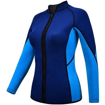 China Woman Neoprene Front Zipper Rash Guard 3mm Suit Jacket Swimming Surfing Top for sale