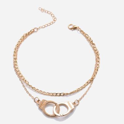 China New Product TRENDY Love Handcuffs Fashion Beach Anklet Chain Bracelet Popular Women Freedom Jewelry for sale