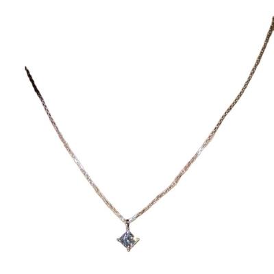 China Cute Female Silver Color Crystal Zircon Stone Pendant Necklace Boho Fashion Small Chain Necklaces For Women Vintage Wedding Jewelry for sale