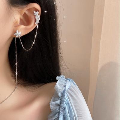 China FASHIONABLE 925 silver line ear bone clip one needle flower ear studs shape tassel earrings women for sale