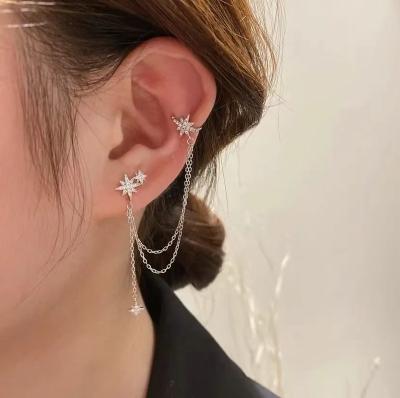 China Star Stud Star Niche Design Eight-pointed Tassel Earrings FASHIONABLE All-in-One Long Earrings for sale