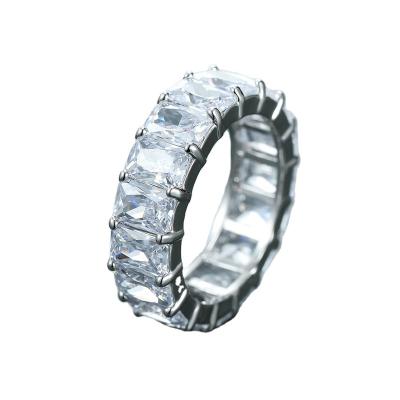 China TRENDY Wedding Rings For Women Luxury Design Rectangle White Zircon 925 Silver Ring for sale