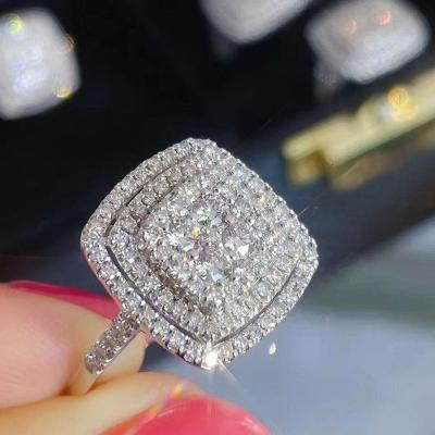 China TRENDY Wedding Bridal Jewelry Set 3A Diamond Square Full Set 3A Zircon Sparkle Ring for sale