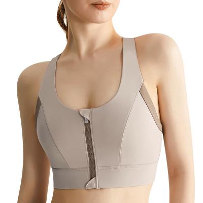 China Breathable Women Fitness Gym Adjustable Sport Bras Female Yoga Underwear Front Zipper Running Push Up Sports Bra for sale