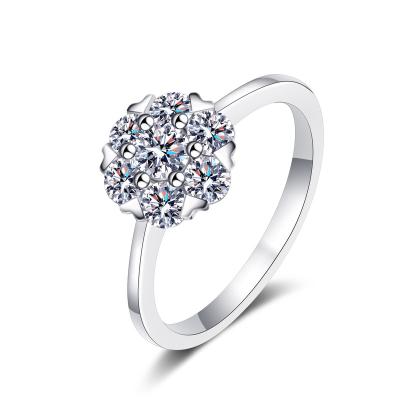 China Wholesale fast delivery 925 sterling silver ring with 0.8CT diamond moissante gemstone shinning ring for women for sale