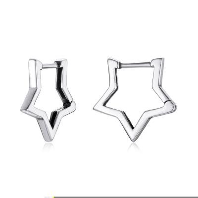 China Hot Sale Fashion 925 Sterling Silver Simple Star Pentagon Circle Hollow Stud Earrings Friendly Materials For Women Jewelry Making for sale