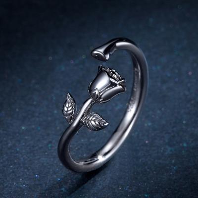 China Hot Sale 925 Sterling Silver Jewelry Cheap Fast Delivery Price Rose Fit Ring Women Adjustable Ring For Jewelry Making for sale