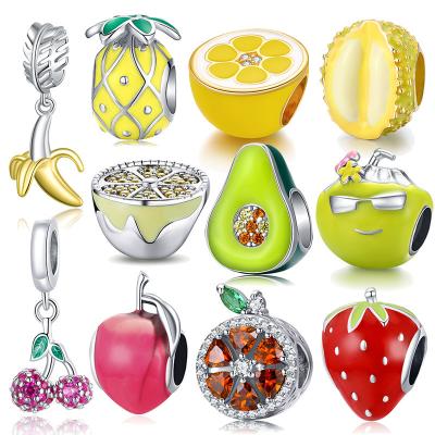 China Wholesale Hot Sale 925 Sterling Silver Attractive Fruit Charm Strawberry Pendants For Women Silver Bracelet DIY Jewelry for sale