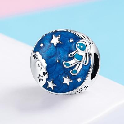 China 925 Sterling Silver High Quality TRENDY Space Astronaut Dangle Charms For Jewelry Making For Women DIY Charm Bracelets for sale