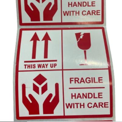 China Red Thermal Transfer Warning Stickers HANDLE WITH CARE Private Design Labels / FRAGILE Labels for sale