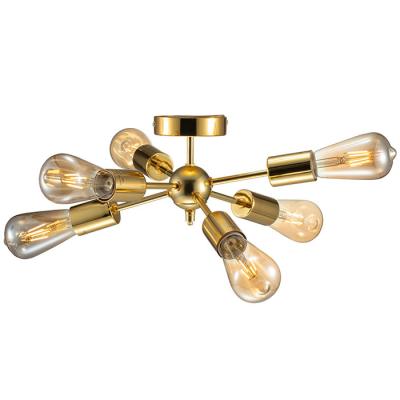 China Surface Mounted Brass Gold Finish 6 Lights Living Room Lighting Fixtures Modern Decoration Ceiling Lights for sale