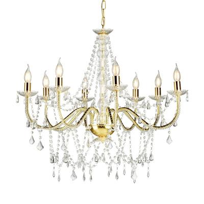 China Home high quality gold light chrome iron modern crystal chandelier NS-120125G-8L for sale