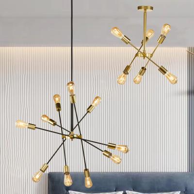 China Vintage Industrial Large Deco Brass Gold Waycross 10 Bedroom Light Linear Chandeliers and Pendant Lights for sale