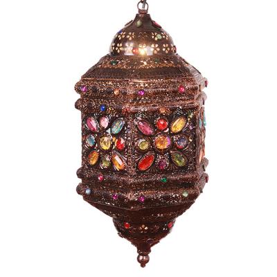 China Home Asian E14 E12 E27 E26 Moroccan Acrylic Southeast Iron Chandelier Vintage Pendant Lights NS-124019 for sale