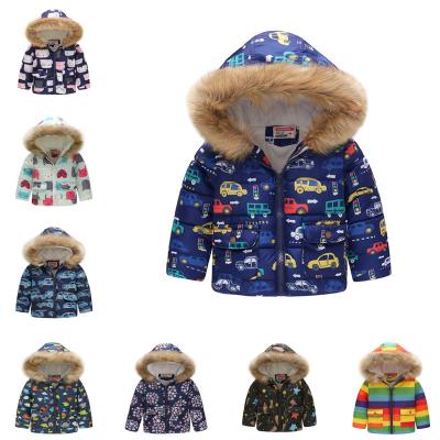 China European and American girls winter sustainable new products hooded printing fashion cotton-padded clothes, children's buttons, cute printing for sale