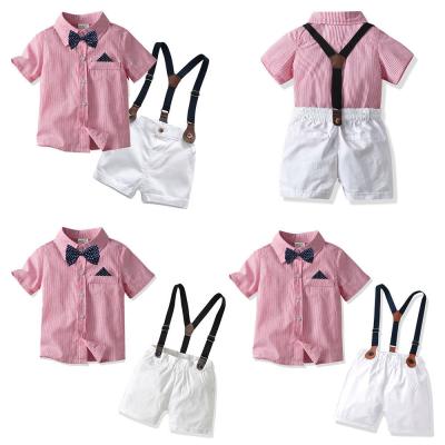 China Fashion New Children's Clothing Boys Summer Casual Printed Short Sleeve Jacket And Shorts Two Piece Set for sale