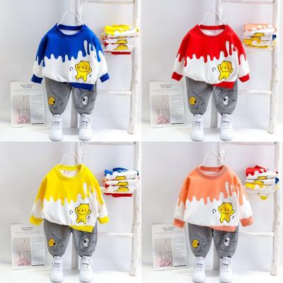 China Autumn/winter children's casual hoodie set Korean cashmere boys and girls sweater set children sports two sets for sale