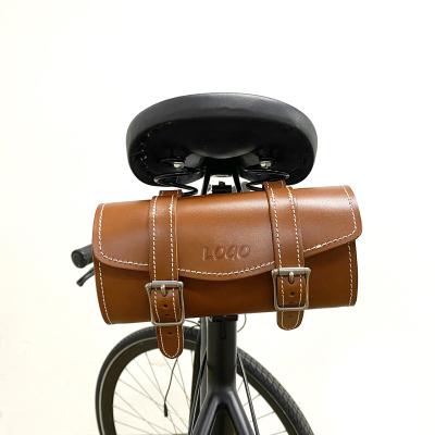 China Akkubici Bicycle Accessories OEM ODM High Quality Vegetable Tanned Leather Bicycle Bag Vintage Saddle Bag Standard for sale