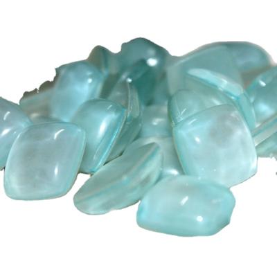 China Polishing shell+Crystal BROOM blue quartz cushion cabochons wholesale, 14mm stone doublets for sale