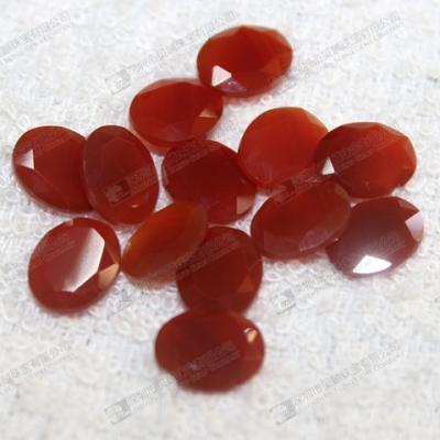 China Polishing red agate faceted slices, oval cabochons 8x10mm for sale