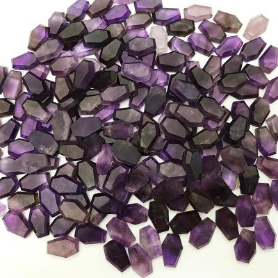 China Natural Gemstone Polishing Special Cut , Customized Amethyst Stone Beads , Coffin Shaped Amethyst for sale