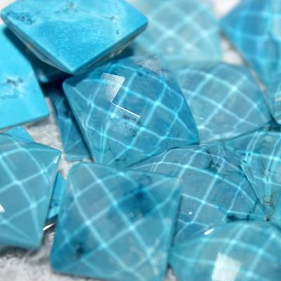 China 14mm Faceted Doublet Quartz Polishing Stone, Turquoise with Quartz Doublet for sale