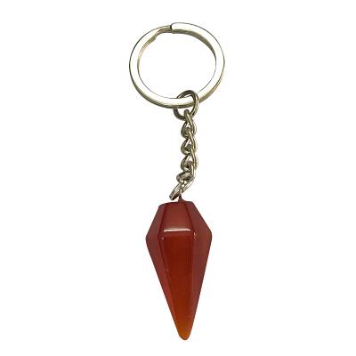 China Red Natural Gemstone Stone Key Chain Stone Keychains Agate Key Chain For Sale for sale