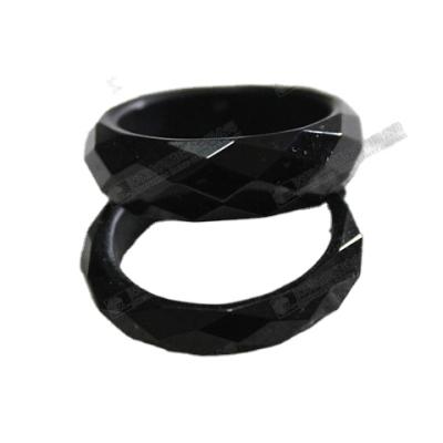 China Black Stone Obsidian Faceted Gemstone Rings , Mens Gemstone Rings for sale