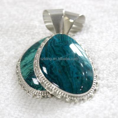 China Large silver stone pendant design, large gemstone pendant for making necklace for sale