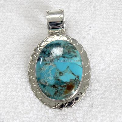 China 100% natural silver turquoise stone pendant, silver pendant, large pendant for sale