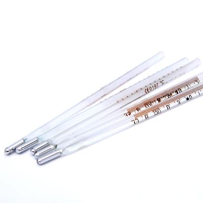 China China White and Yellow Professional Manufacturing Bottom Mercury Thermometers Clinical Glass Mercury Free Thermometer for sale