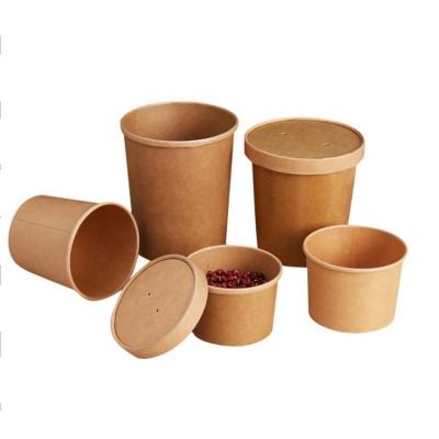 China Disposable Paper Soup Container Disposable Paper Soup Cups And Tub With Paper Lids for sale