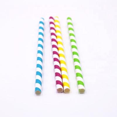 China Small U-bend Fancy Gold Stripe Disposable Degradable Bevel Drinks Paper Straw for sale