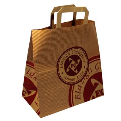 China Handle Biodegradable Animal Tea Packaging Paper Bag For Bread , Custom Paper Bag With Handle for sale