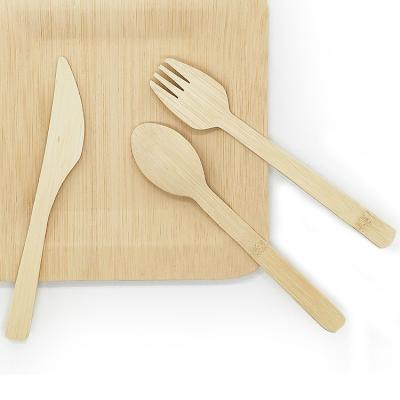 China 16 Party Cutlery Mini Fork Set Flat Bamboo Eco - Friendly Disposable Spoon for sale