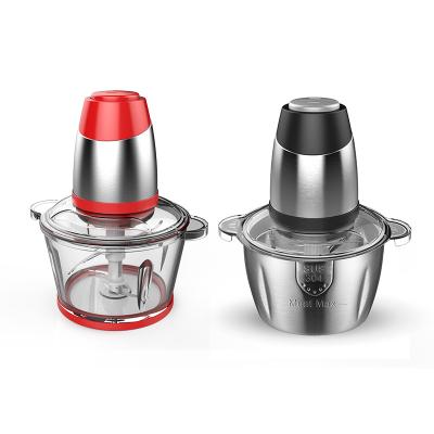 China Hotel 2L Stainless Steel Food Processor Fruit Vegetable Salad Cleaver Machine Glass Portable Meat Grinder For Home for sale