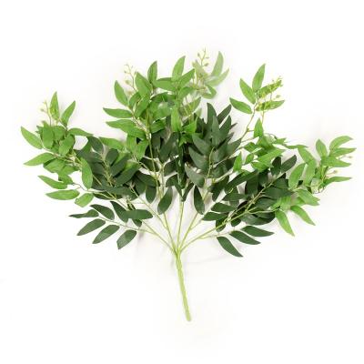 China Touch Natural Hot Selling Artificial Plant Leaves Group Willow Leaves Decoration Room Restaurant Artificial Eucalyptus Fern Green Plastic Plant for sale